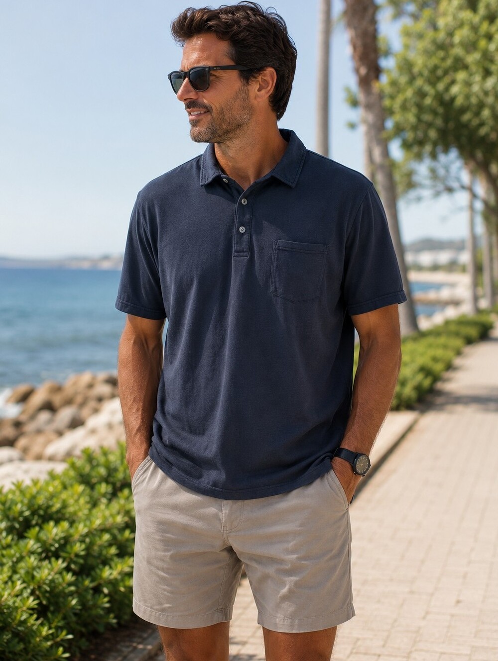 Free Fly Apparel Men's Bamboo Flex Polo Navy Pocket Sz 2XL Like New